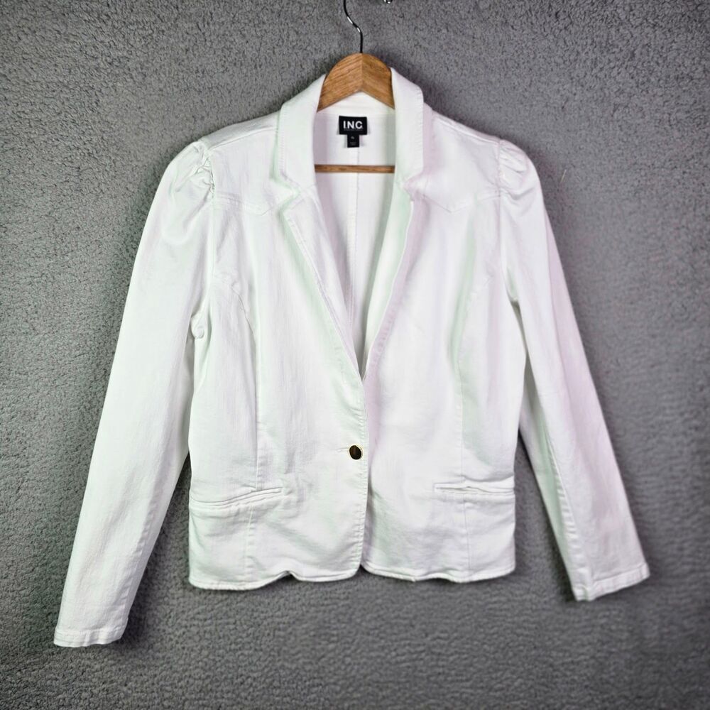 INC International Concepts Casual Jacket White XL Gold Button Stretch Pockets